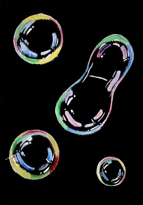 soap bubbles on black canvas annette Paintings Prints