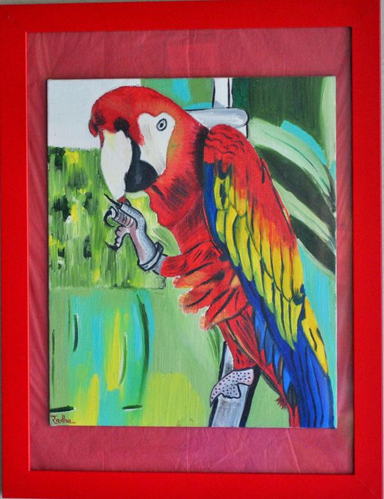 Red Macaw Bird Acrylic Oil Canvas Paintings Paintings Prints Animals Birds Fish Birds Other Birds Artpal,Glass Noodles Korean