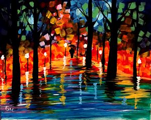 Vibrant trees Acrylic 16x12 Painting