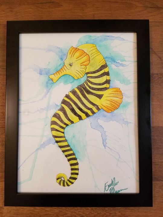 layered sea horse water color - Emmalee  Mann