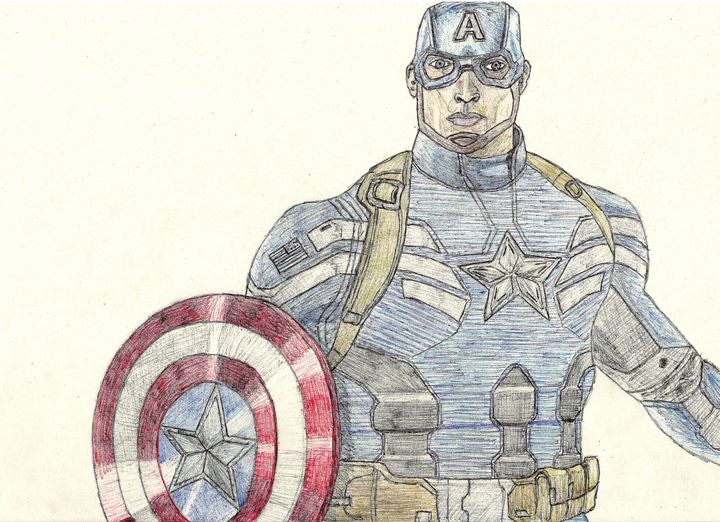 Captain America Pen Drawing - RL Illustrations - Drawings & Illustration,  Entertainment, Movies, Action & Adventure - ArtPal