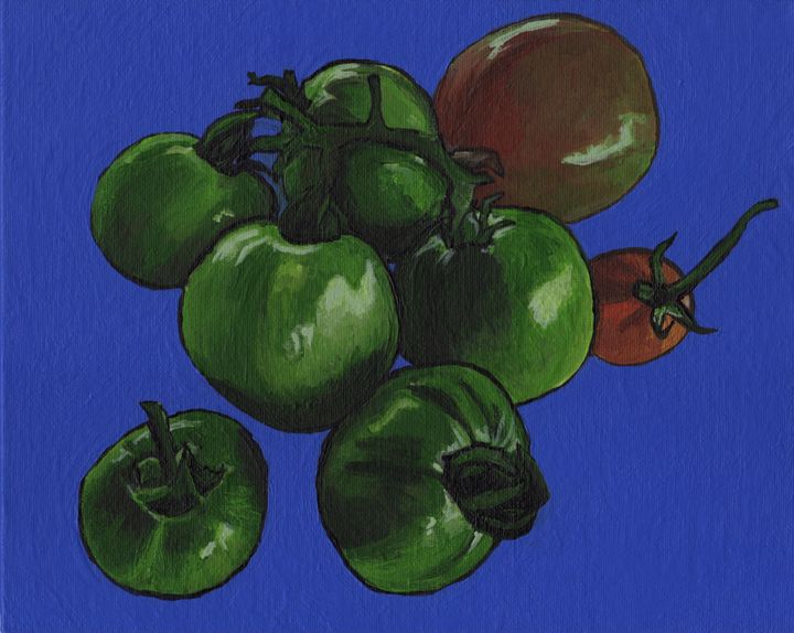 Green Tomatoes On The Vine - Acrylic Arts Academy Art By Samantha Couste