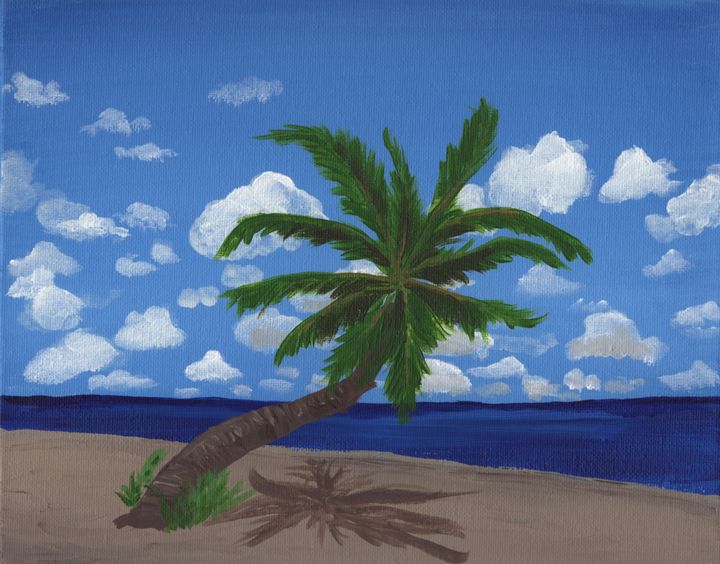 Sunny Beach with Palm Tree - Acrylic Arts Academy Art By Samantha Couste
