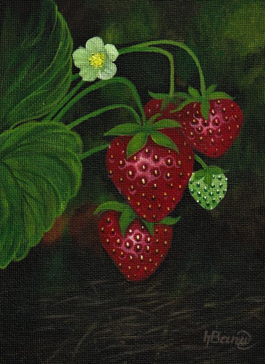 Download Strawberries In Acrylic Oirabot Paintings Prints Food Beverage Fruit Berries Strawberries Artpal