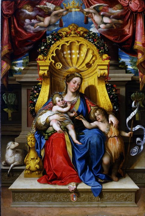 Lorenzo Franchi~Madonna on throne wi - Old classic art - Paintings ...