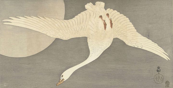 Ohara Koson~Gans bij volle maan - Old classic art - Paintings & Prints ...