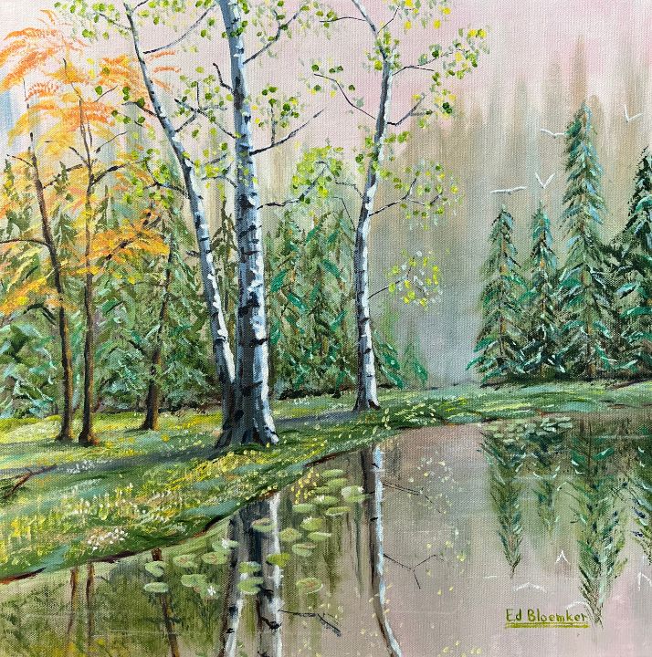 Lilly Pond Brown County Indiana Ed Bloemker Art Paintings lilly-pond-brown-county-indiana-ed-bloemker-art-paintings