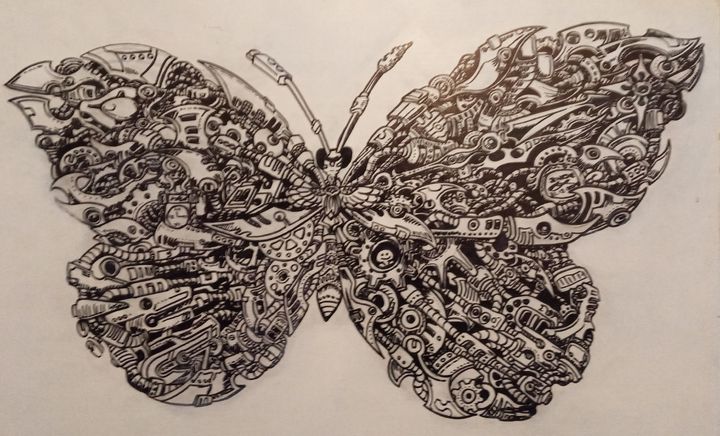 Robotic butterfly marker drawing - Jenksies Arts