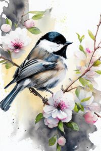 Chickadee Watercolor Art Print