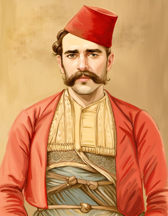 Mustache Ottoman Man Külhanbeyi - History Lover - Digital Art