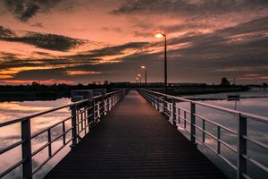 Crossing the Bridge At Sunset
