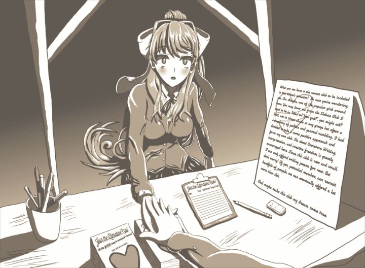 MonikAI  Monika from DDLC keeping you company on your desktop!