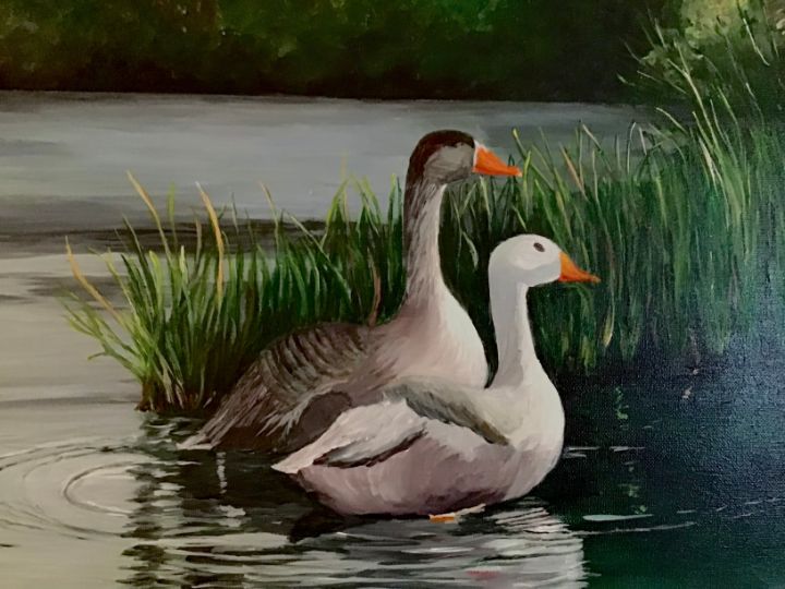 Original painting of pair of geese - Camilla’s Paintings