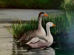 Original painting of pair of geese