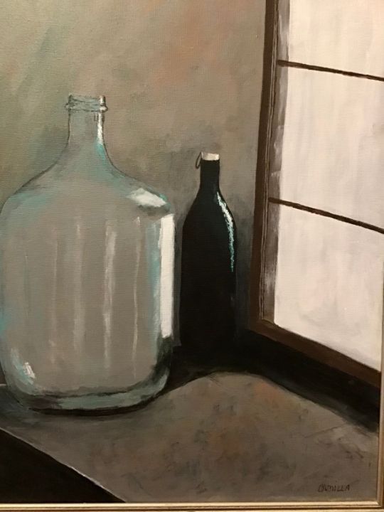 Bottles on shelf - Camilla’s Paintings