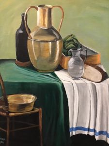 Still life of table set with dishes - Camilla’s Paintings