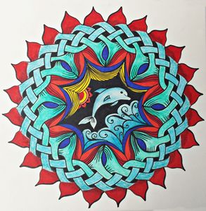 Colorful Mandala Celtic Knot Dolphin