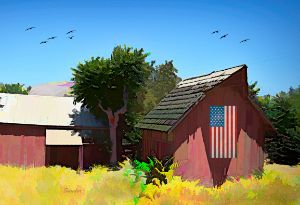 Old Glory Little Red Barn Sisquoc Ca