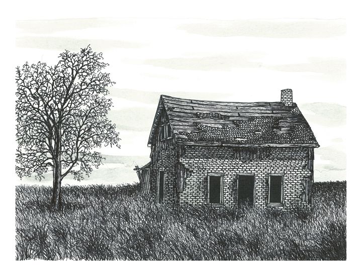 Old Farmhouse in Early Dec Jonathan Baldock Drawings