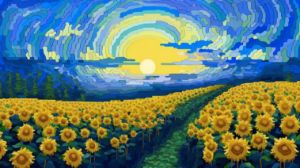 Pixelated Beauty: Sunflower Field - Hive42Designs
