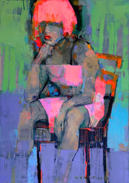 She And The Red Chair, Painting by Viktor Sheleg