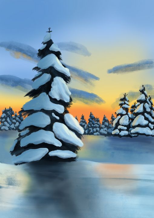 Snowy Pine - The ArtWorld