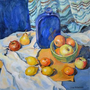 Fruits and a blue bottle. - Irina Ushakova