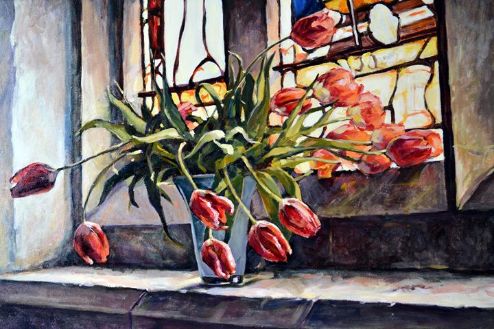 Tulips on the church windowsill. - Irina Ushakova