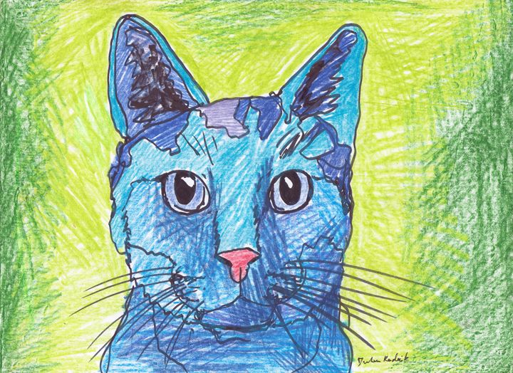 Blue Cat - Juhan Rodrik - Paintings & Prints, Animals, Birds, & Fish ...
