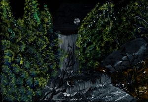 midnight waterfall.