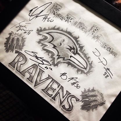 Signed Ravens Drawing - DeAunte Printup - Drawings & Illustration, Sports &  Hobbies, Football - ArtPal