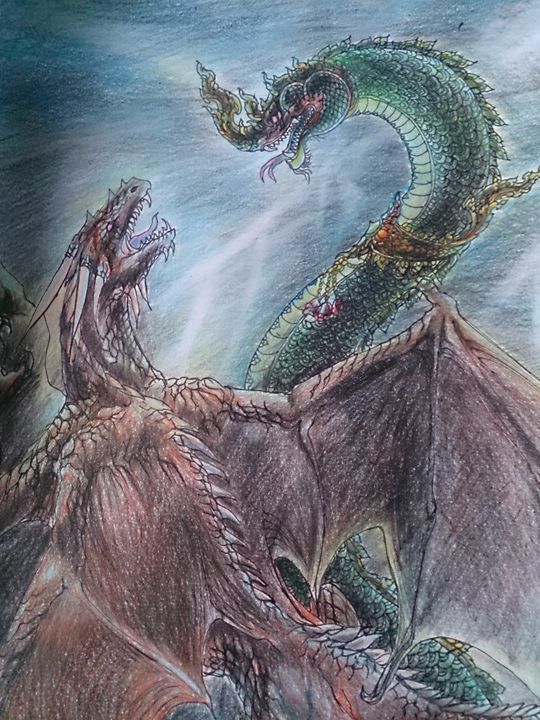 dragons fighting each other
