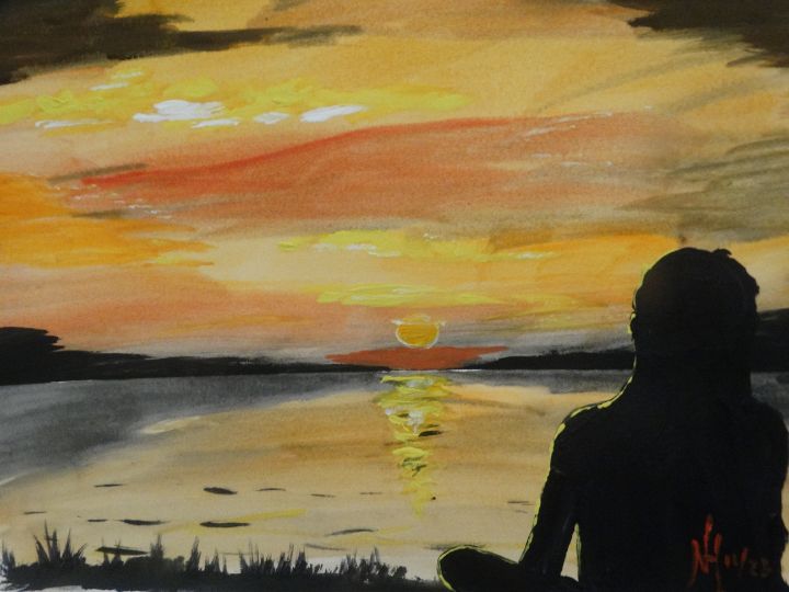Person looking at a sunset - Rose and Nev - Paintings & Prints ...