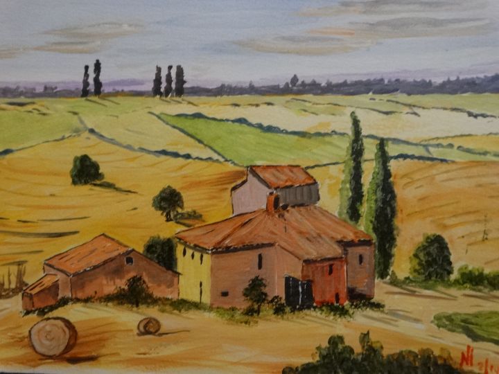 A large farm house in France - Rose and Nev - Paintings & Prints ...