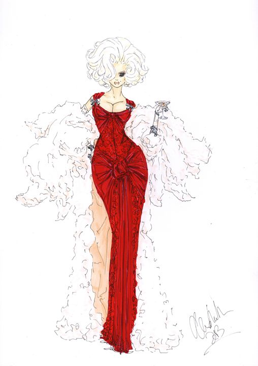 Fashion Illustration Lady in Red - Alex Newton Fashion Art