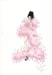 Pink Feathers Fashion Illustration