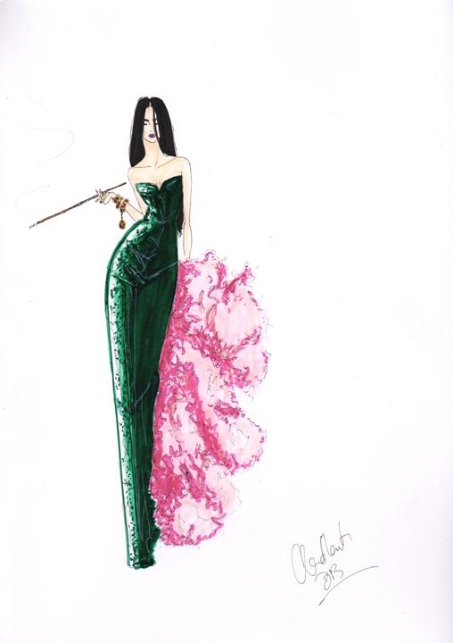 1946 French Haute Couture Evening Dress Fashion Print, by Gruau, - Ruby Lane