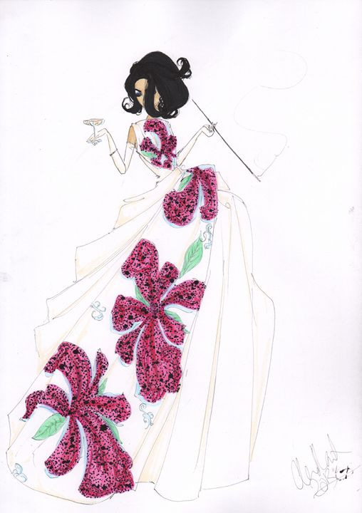 Tropical Silks Dress Fashion Art - Alex Newton Fashion Art