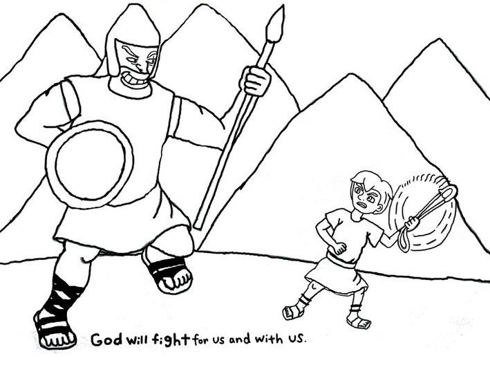 David vs. Goliath coloring page - Pixie Art 27