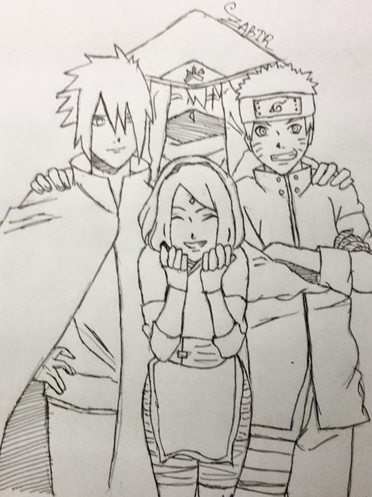 Team Seven Naruto Anime Art Drawings And Illustration People And Figures Animation Anime