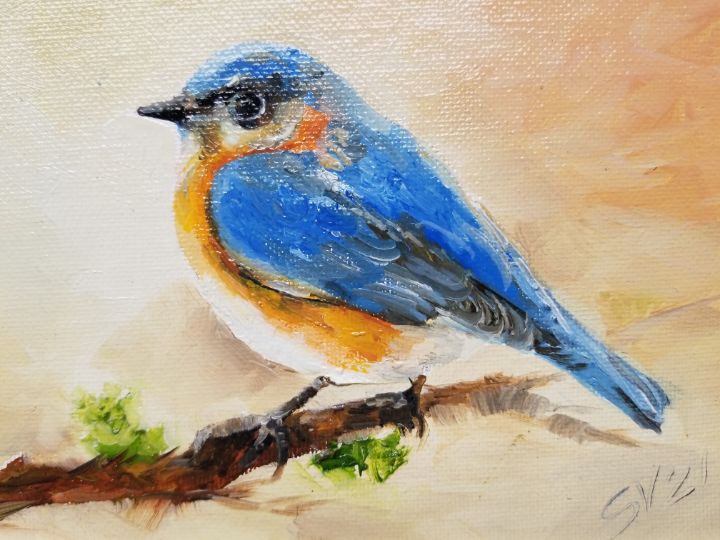 Bluebird original oil painting Backy - slovoart - Paintings & Prints ...