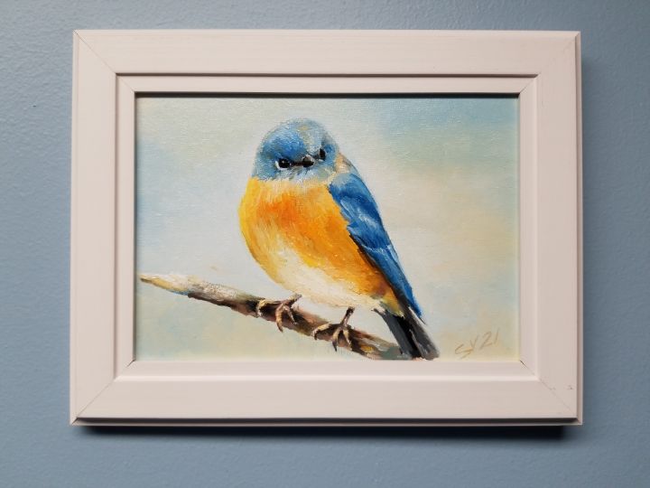 Bluebird original oil painting - slovoart