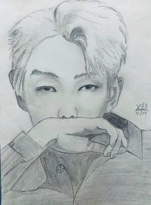 BTS Kim Namjoon (RM) Fan art - Pencil Drawings - Drawings & Illustration,  People & Figures, Celebrity, Musicians - ArtPal