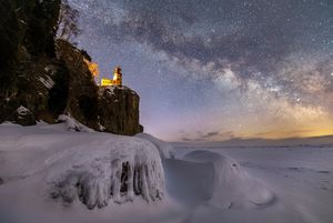 Winter Split Rock Milky Way