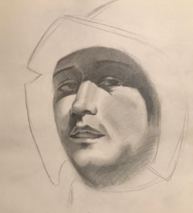 “Young Man with Helmet”