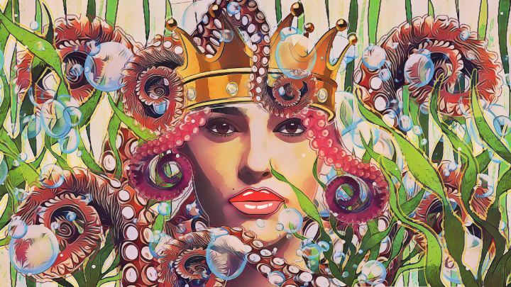 Queen Octopus Pop Art - Tiphara Art