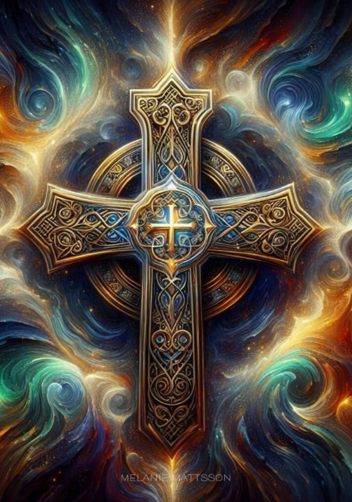 Celtic Cross - Melanie Mattsson - Digital Art & AI, Religion
