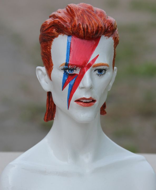 Bowie dissected by red lightning - Rock Portraits By Larisa Churkina