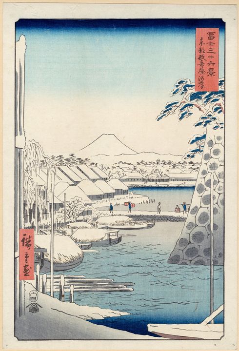 Hiroshige~Riverbank at Sukiya in Edo - Classical art