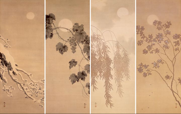 Hishida Shunsō~The Moon in the Four - Classical art